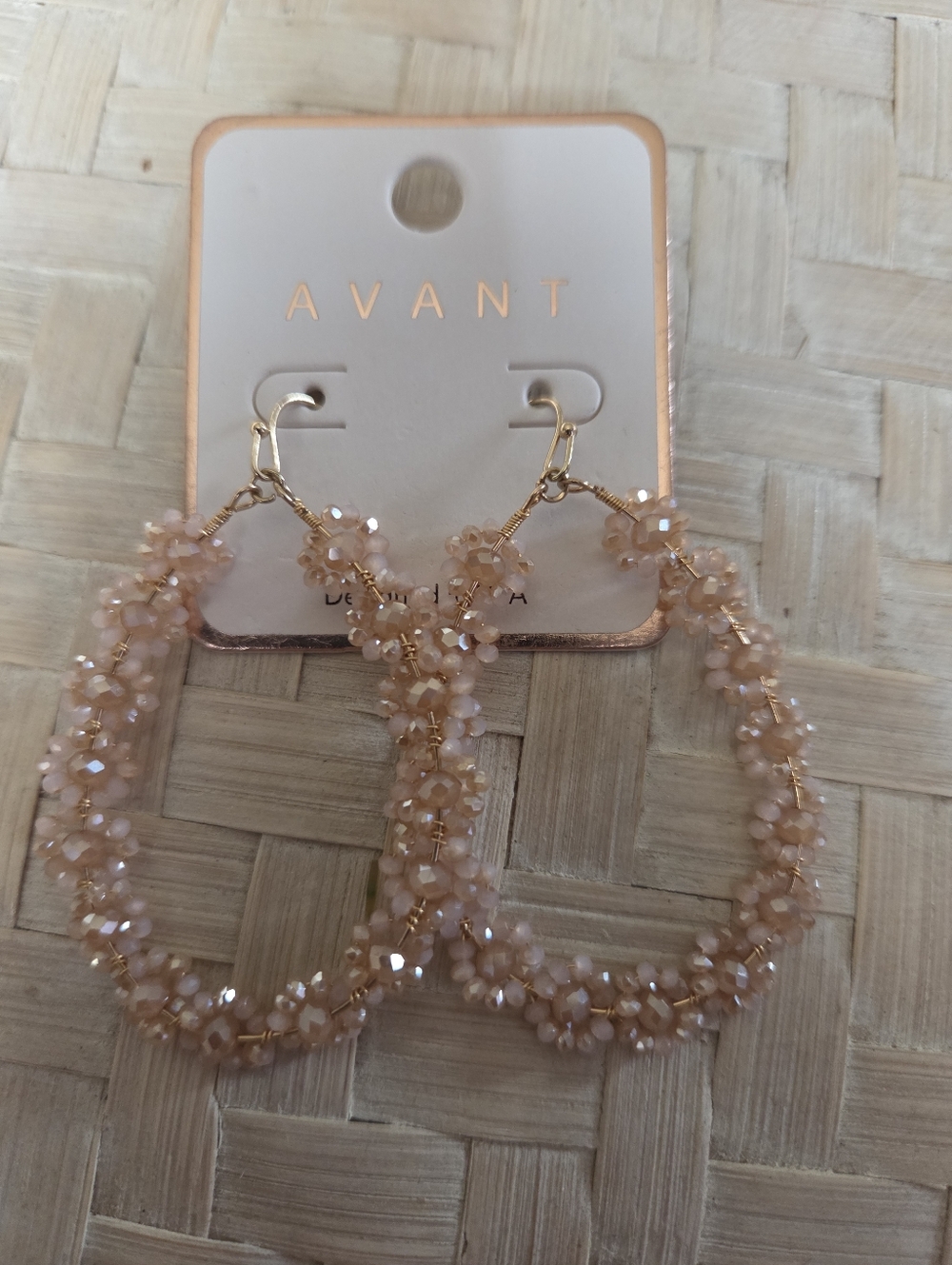 Avanti Champagne Beaded 2" Hoop Earrings